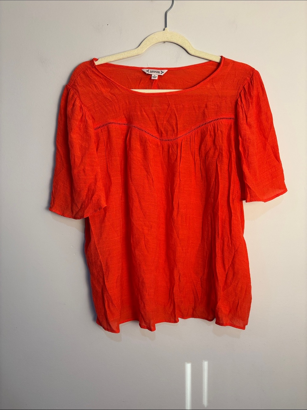 Nanette Lepore Vibrant Orange Short-Sleeve Peasant Top Size XL